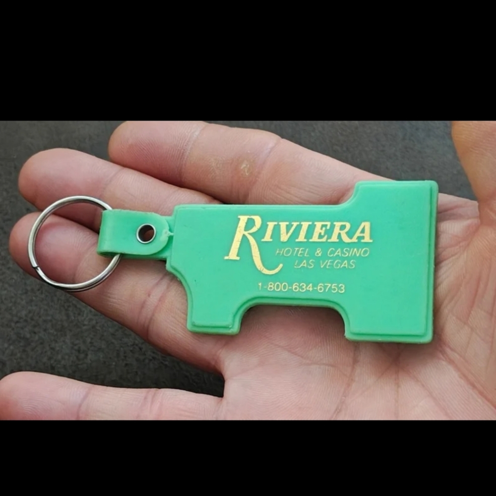 1990s Vintage Riviera Hotel & Casino Las Vegas Green Plastic Keychain